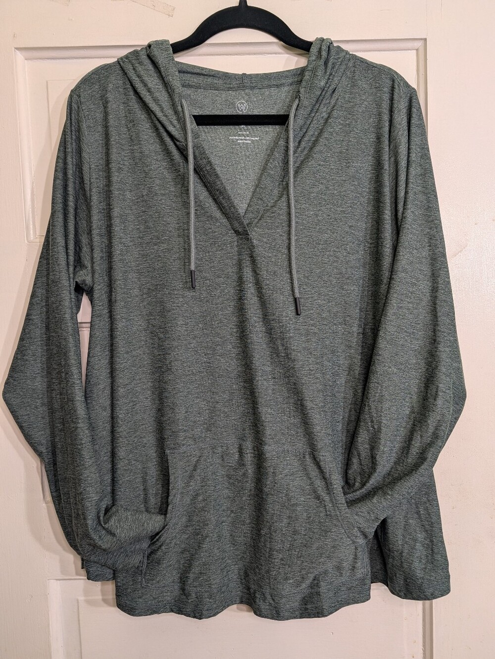 We Wander 2X Heather Gray Lightweight Hooded V-Neck Pullover - Picture 2 of 10
